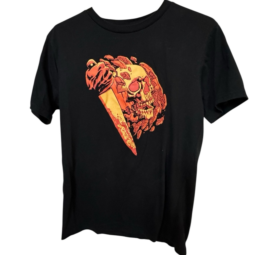 Fright Loot Black T-Shirt Halloween Horror Orange Skull Dagger Women’s S